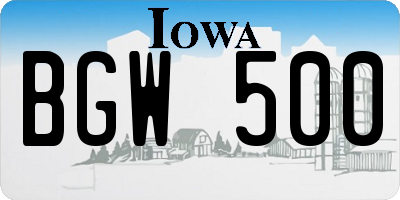 IA license plate BGW500