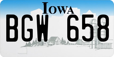IA license plate BGW658