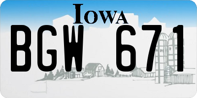 IA license plate BGW671
