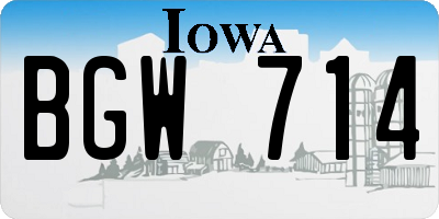 IA license plate BGW714