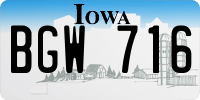 IA license plate BGW716