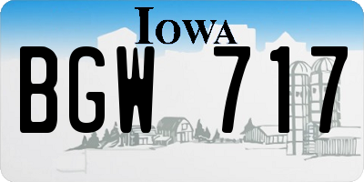 IA license plate BGW717
