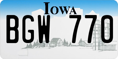 IA license plate BGW770