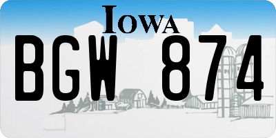 IA license plate BGW874