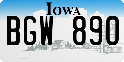 IA license plate BGW890