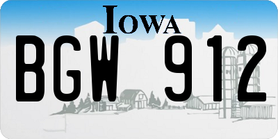 IA license plate BGW912