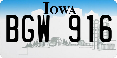 IA license plate BGW916