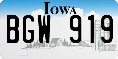 IA license plate BGW919