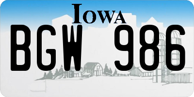 IA license plate BGW986