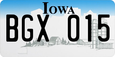 IA license plate BGX015