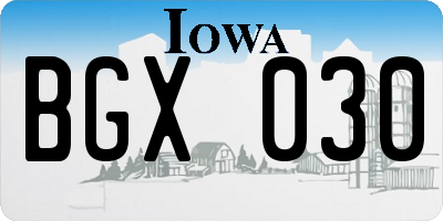 IA license plate BGX030