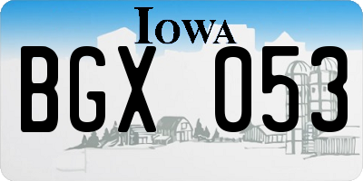 IA license plate BGX053