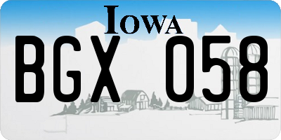 IA license plate BGX058