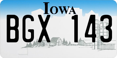 IA license plate BGX143
