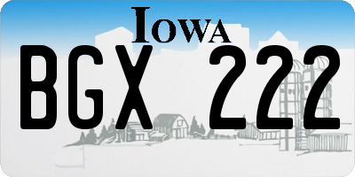 IA license plate BGX222