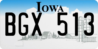 IA license plate BGX513