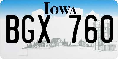 IA license plate BGX760