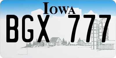 IA license plate BGX777