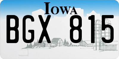 IA license plate BGX815