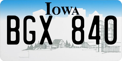 IA license plate BGX840