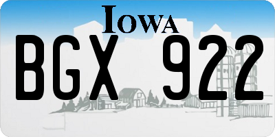 IA license plate BGX922
