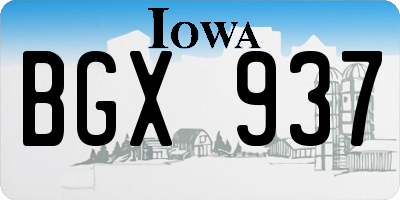 IA license plate BGX937