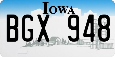 IA license plate BGX948