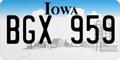 IA license plate BGX959
