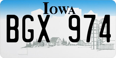 IA license plate BGX974