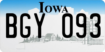 IA license plate BGY093