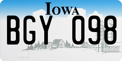 IA license plate BGY098