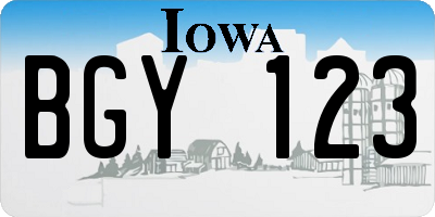 IA license plate BGY123