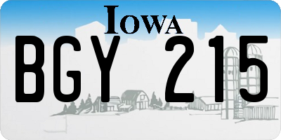 IA license plate BGY215