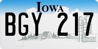 IA license plate BGY217