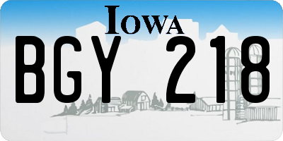 IA license plate BGY218