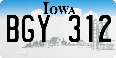 IA license plate BGY312