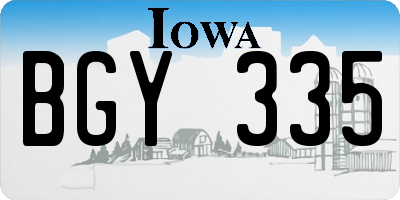 IA license plate BGY335