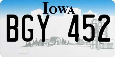 IA license plate BGY452