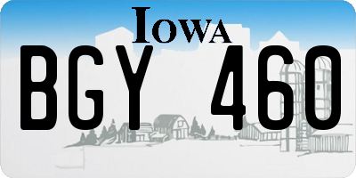 IA license plate BGY460