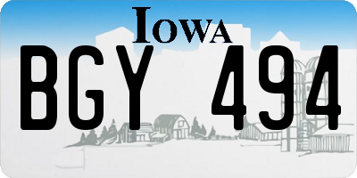 IA license plate BGY494