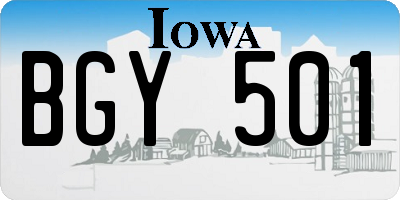 IA license plate BGY501