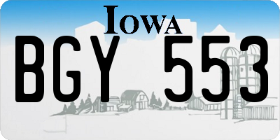 IA license plate BGY553