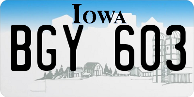 IA license plate BGY603