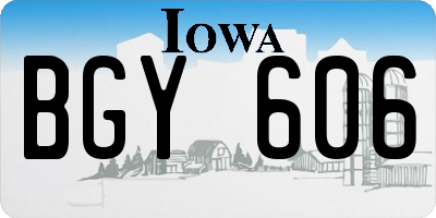 IA license plate BGY606