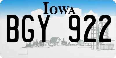 IA license plate BGY922