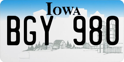 IA license plate BGY980