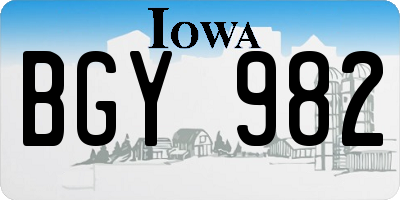 IA license plate BGY982