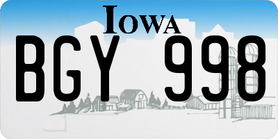 IA license plate BGY998