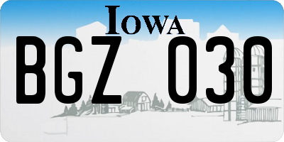IA license plate BGZ030
