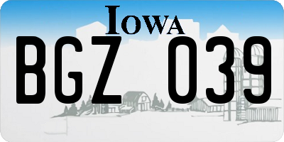 IA license plate BGZ039